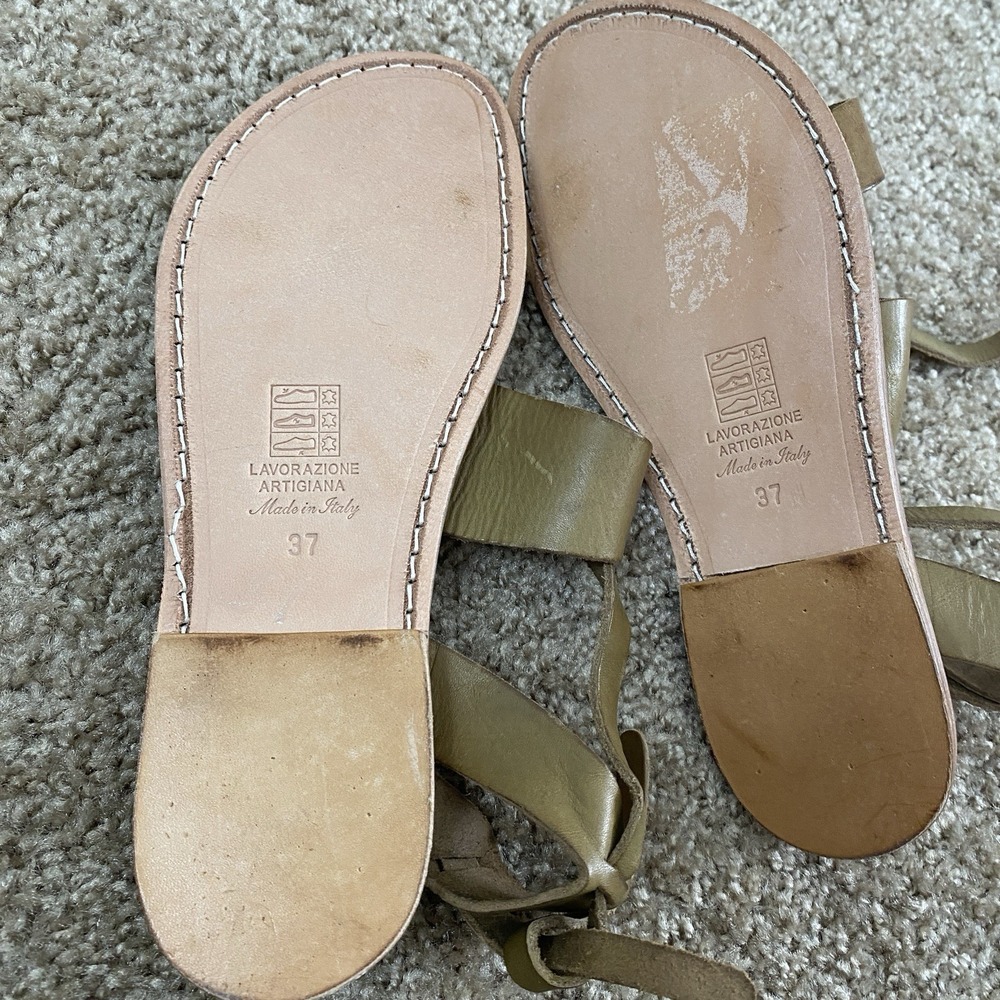 officine generale Positano Leather Sandal Size 37 Womens 7.5 Italian Strappy - Picture 4 of 4